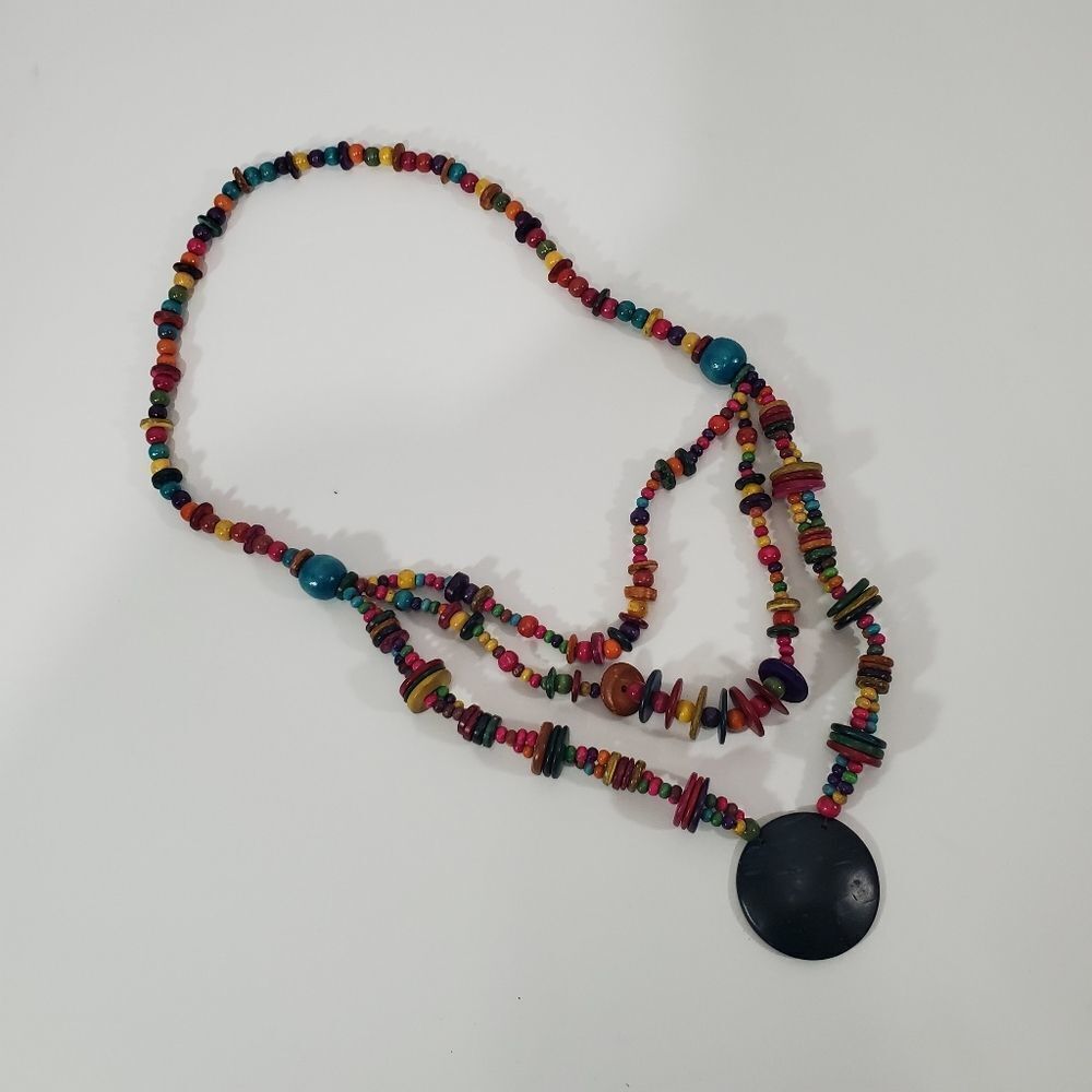 Cute beaded wooden necklace